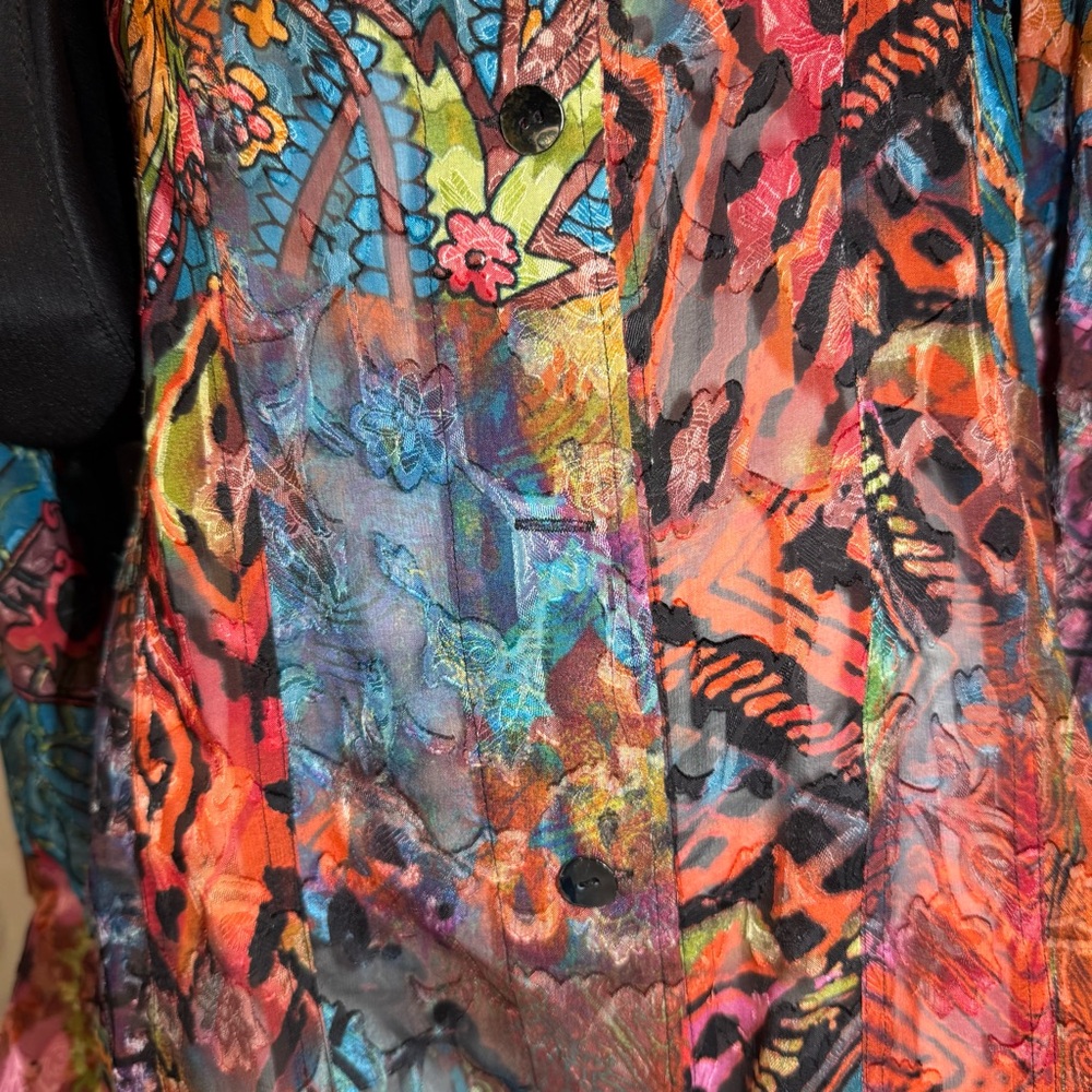 Chico’s Sheer Patchwork Button Front Top | Staine… - image 8